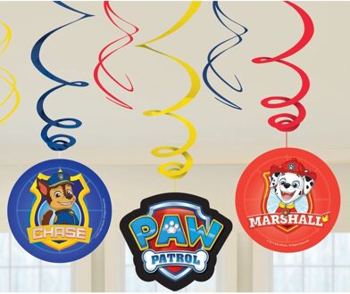 PAW Patrol 12x Hangdecoratie/rotorspiralen in Paw Patrol thema - Thema feest decoratie voor kinderfeestje of verjaardag