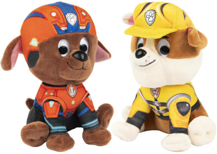 PAW Patrol 2x stuks Paw Patrol pluche karakters knuffels Rubble en Zuma 15 cm - Knuffeldier Multikleur