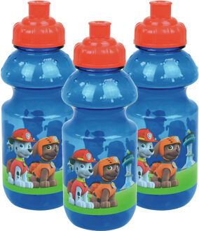 PAW Patrol 3x paw patrol bidon - 350 ml - kunststof - pop-up - drinkbeker - schoolbeker - beker