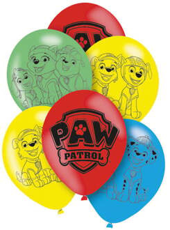 PAW Patrol Amscan Paw Patrol themafeest ballonnen - 6x - gekleurd - 28 cm - voor kinderen