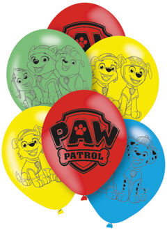 PAW Patrol ballonnen - 6x stuks - multi color - 28 cm - kinderfeestje - thema