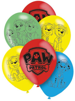 PAW Patrol ballonnen - 6x stuks - multi color - 28 cm - kinderfeestje - thema