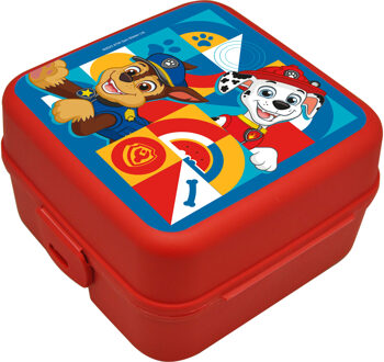 PAW Patrol broodtrommel/lunchbox voor kinderen - rood - kunststof - 14 x 8 cm - Lunchboxen