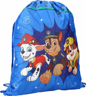 Paw Patrol Chase gymtas/rugzak/rugtas voor kinderen - blauw - polyester - 44 x 37 cm - Gymtasje - zwemtasje