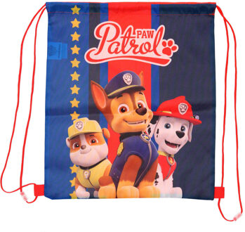 Paw Patrol Chase gymtas/rugzak/rugtas voor kinderen - blauw/rood - polyester - 40 x 35 cm - Gymtasje - zwemtasje