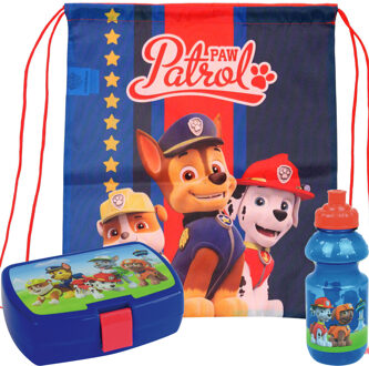 PAW Patrol lunchbox set voor kinderen - 3-delig - blauw - kunststof - incl. gymtas/schooltas - Lunchboxen