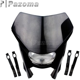 Pazoma Rode Supermoto Motocross Koplamp Dirt Bike Off Road Koplampen Voor Honda Cr Crm Crf 125 Fmx 400 250 400 450 zwart