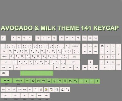 Pbt Keycaps 141 Toetsen Xda Profiel Dye-Sub Avocado Japanse Minimalistische Wit Voor Cherry Mx Switch Keycap Mechanische Toetsenbord