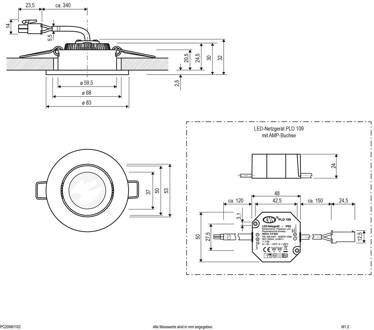 PC20 inbouwlamp rond fasedimmer 3000K chroom