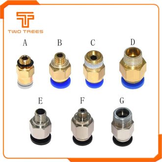 PC4-M6 Pneumatische Rechte Connector Messing Deel Voor MK8 OD 4mm 2mm Buis Gloeidraad M6 Feed Fitting Coupler voor 3D Printers Onderdelen E zilver PC4-M6