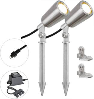 PC6806 LED tuinspot, 12V, 3.000K, 2er-set roestvrij staal