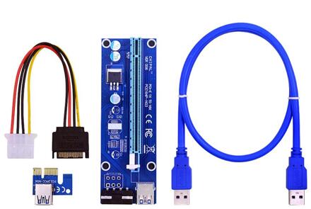 PCI-E Riser 1x naar 16x - Powered USB 3.0 Riser V6 (60cm) - Geschikt voor miners