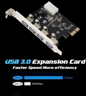 PCI-E to 4 USB3.0 Ports Expansion Card PCI Express to USB3.0 Adapter Card with Large 4Pin Power Interface for Desktop PC