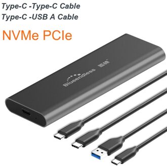 PCIE M.2 NVME SSD Behuizing Ondersteuning M Type Sleutel C USB3.1 2240/2280 SSD Case Volledige Aluminium Externe Box voor Effen schijf M280N grijs C-A C-C