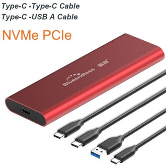 PCIE M.2 NVME SSD Behuizing Ondersteuning M Type Sleutel C USB3.1 2240/2280 SSD Case Volledige Aluminium Externe Box voor Effen schijf M280N rood C-A C-C