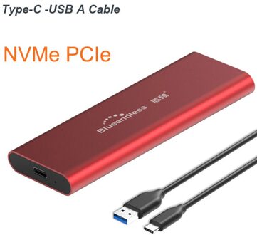 PCIE M.2 NVME SSD Behuizing Ondersteuning M Type Sleutel C USB3.1 2240/2280 SSD Case Volledige Aluminium Externe Box voor Effen schijf M280N rood C-A