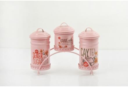Pcs set Metal Bridge Standing Galvanized Pink Tea Coffee Sugar Storage Box
