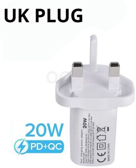 Pd 20W Usb Type C Lader Eu Adapter Snelle Telefoon Opladen Voor Iphone 12 11 Pro Max X Xs xr 7 8 Airpods Huawei Xiaomi Samsung QC3.0 UK plug