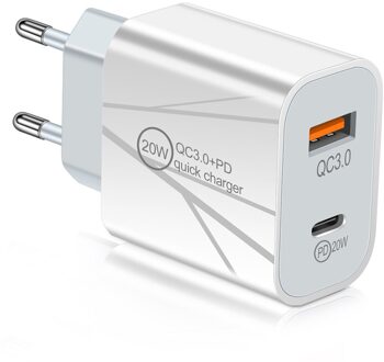 Pd Quick Charge 3.0 Usb Fast Charger 20W Universele Muur Mobiele Telefoon Tablet Opladers Voor Iphone 11 Xiaomi Samsung huawei Charger EU wit