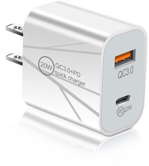 Pd Quick Charge 3.0 Usb Fast Charger 20W Universele Muur Mobiele Telefoon Tablet Opladers Voor Iphone 11 Xiaomi Samsung huawei Charger US wit