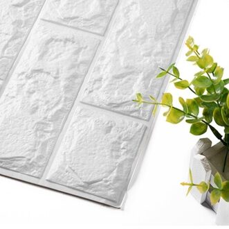 Pe Foam 3D Wallpaper Diy Muur Stickers Muur Decor Reliëf Baksteen Steen Wallpaper Kamer Huis 60X30X0.8 Cm Poster wit