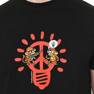 PEACE BULB heren t-shirt met korte mouwen en ronde hals - maat M Zwart