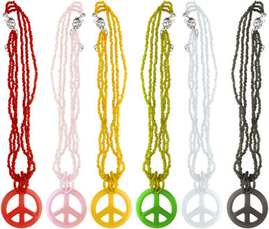 Peace Ketting Kraaltjes Rood - Zalm, Geel - Beige - Creme, Zwart, Roze, Wit - Transparant