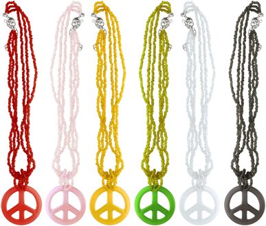 Peace Ketting Kraaltjes Rood - Zalm, Geel - Beige - Creme, Zwart, Roze, Wit - Transparant