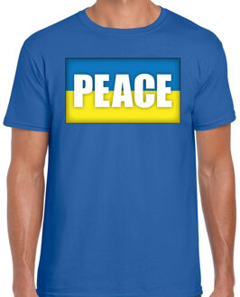 Peace t-shirt blauw heren - vrede Oekraine shirt met Oekraiense vlag M
