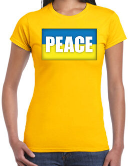 Peace t-shirt geel dames - Oekraine shirt met Oekraiense vlag XS