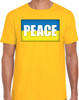 Peace t-shirt geel heren - Oekraine shirt met Oekraiense vlag S