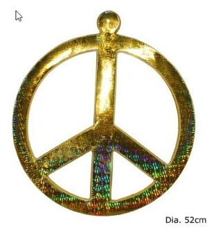 Peace teken decoratie King Size Zilver - Grijs, Goud - Brons