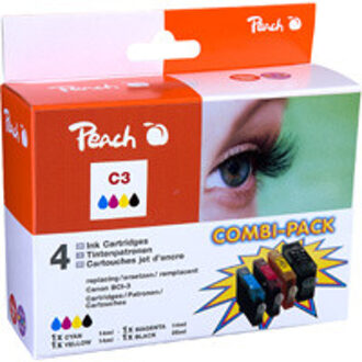 Peach C3 - Inktcartridge Combi Pack Canon BCI-3 / BCI-6 - Zwart / Cyaan / Magenta / Geel