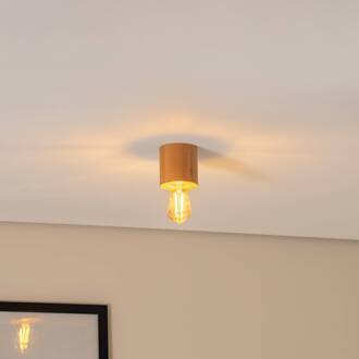 Peach Puff plafondlamp, cilinder van hout licht hout