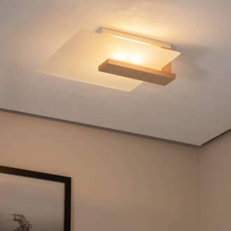 Peach Puff plafondlamp met glas, hout hout licht, opaal