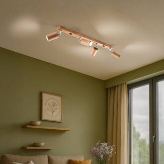 Peach Puff plafondspot cilinder 4-lamps licht hout