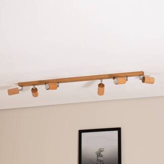 Peach Puff plafondspot cilinder 6-lamps licht hout