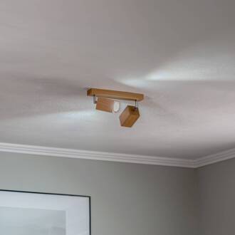 Peach Puff plafondspot kubus 2-lamps licht hout