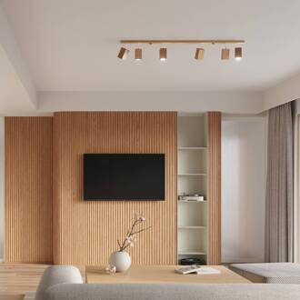 Peach Puff plafondspot kubus 6-lamps licht hout