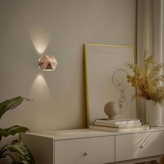 Peach Puff wandlamp polyeder hout 1-lamp licht hout