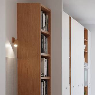 Peach Puff wandspot hout oktagon 1-lamp licht hout