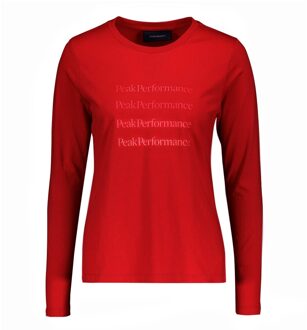 Peak Performance Ground Longsleeve Women - Katoenen Shirt Rood