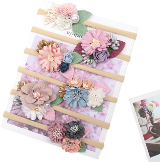 Pearl Artific Flower Baby Headbands For Girls Toddler Handmade Nylon Elastic Hair Band Baby Hairband Newborn Hair Accessories