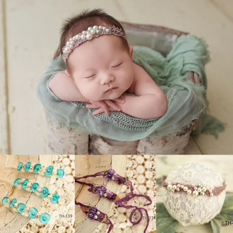 Pearl Baby Flower Headbands Newborn Photography Prop Studio Photo Infant Headwear Headress Baby Hair Accessories