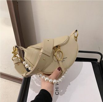 Pearl Mini Pu Lederen Crossbody Tassen Voor Vrouwen Zomer Schouder Handtassen Vrouwelijke Reizen Branded Trending Handtas khaki