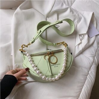 Pearl Mini Pu Lederen Crossbody Tassen Voor Vrouwen Zomer Schouder Handtassen Vrouwelijke Reizen Branded Trending Handtas Licht Groen