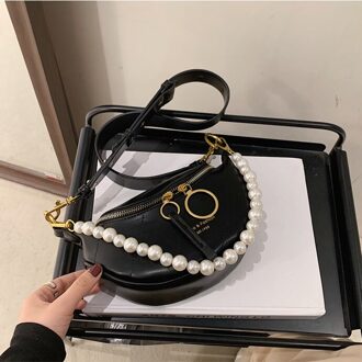 Pearl Mini Pu Lederen Crossbody Tassen Voor Vrouwen Zomer Schouder Handtassen Vrouwelijke Reizen Branded Trending Handtas zwart