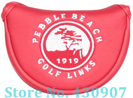 Pebble Beach Golf Mid Mallet Cover Kleine Mallet Putter Club Head Cover Met Magnetische Sluiting rood