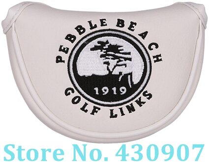 Pebble Beach Golf Mid Mallet Cover Kleine Mallet Putter Club Head Cover Met Magnetische Sluiting wit