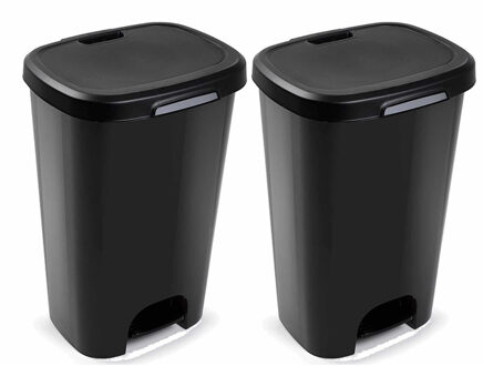 Pedaalemmer - 1x - zwart - 50L - prullenbak - 41 x 36 x 63,5 cm